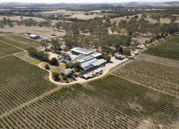 Bests Wines Aerial concongella Vineyard Historical painted roof by Marcus Thomson 2022 v2